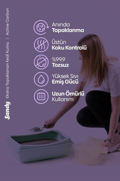 Sandy Aktif Karbonlu Topaklanan Kedi Kumu 20kg