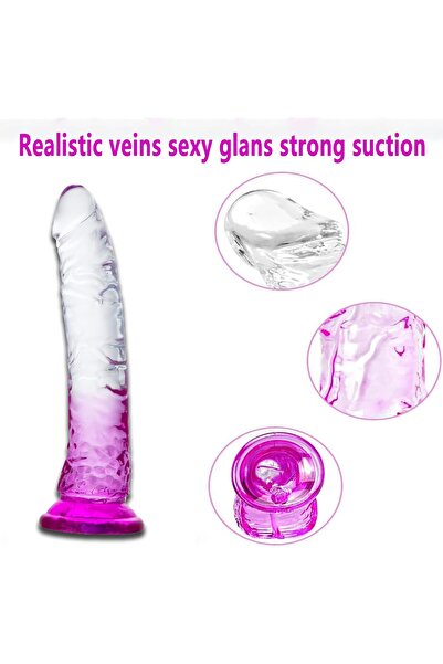 Sensvia Şeffaf Jel Dildo 21 cm – Vakum Tabanlı Esnek Realistik Anal ve Vajinal Kullanıma Uygun Tasarım