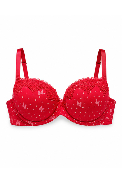Generic Padded Bra with Lace Detail, Butterfly Print, Adjustable Straps | Hoo...
