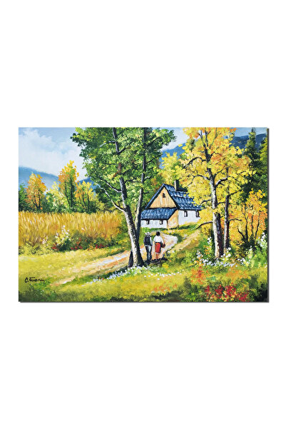 artnova Tablou peisaj pictat manual, Pe meleaguri mioritice, 70x50cm pictura ...
