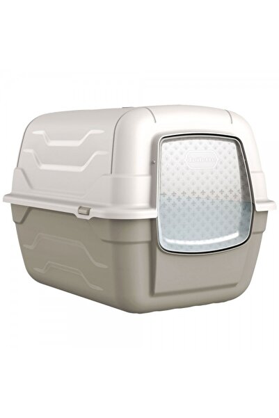 Georplast Roto-Toilet Enclosed Cat Litter Box Gray – Hooded Cat Toilet with A...