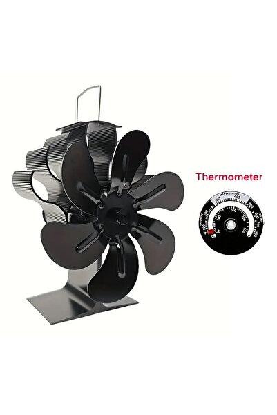 Choice1 With Thermometer 6 Blades Heat Powered Fireplace Fan Automatic Speed ...