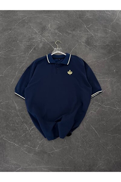 Lorinfo Palamut Nakışlı Lacivert Polo Yaka T-shirt