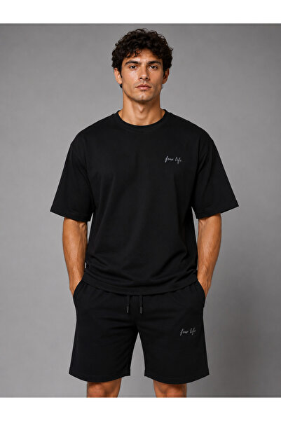 zeyra Men's Casual Half Oversize Crew Neck Daily Shorts T-Shirt Set Two-Piece...