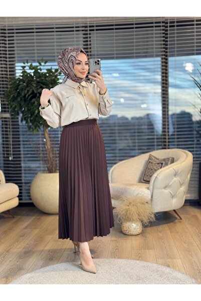 ALANURMODA 32174 قميص كلاسيكي بجيوب باللون البيج
