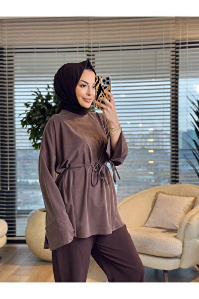 ALANURMODA 7465 Oysho Sleeves Lace-Up Tunic Brown