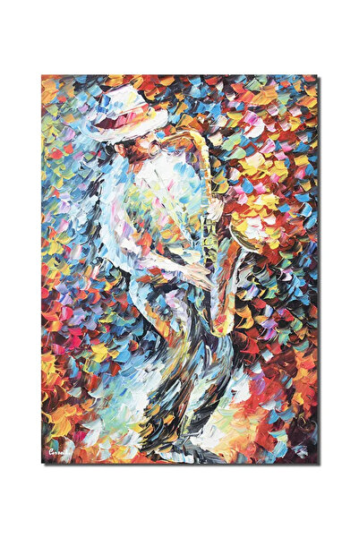 artnova Ръчно рисувана картина, Саксофонистът, стилизирана, 70x50см маслена к...