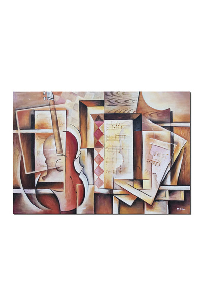 artnova Χειροποίητο κυβιστικό έργο ζωγραφικής, Μουσική Δημιουργία, 100x70 εκ....