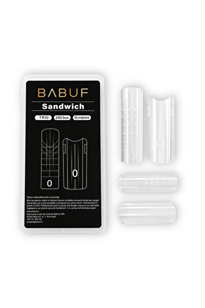BABUF Tipsuri reutilizabile Pătrat Sandwich BABUF, gel/polygel, 240 buc., 15 ...
