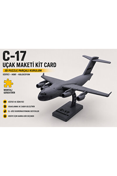 Memania Co C-17 Uçak Maketi Kit Card 3D Puzzle Parçalı Kurulum Kolay Montaj E...