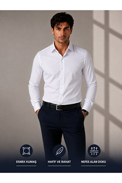 cto your style Slim Fit Plain Long Sleeve Four Seasons Flexible and Breathabl...
