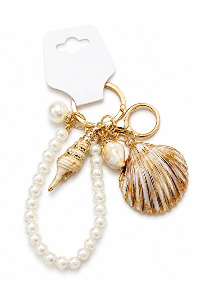 Mervişim Aksesuar Pearl Bead Sea Mussel Shell Detailed Handmade Bag Charm and...