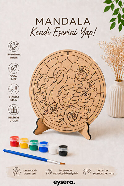eysera Ahşap Mandala Kuğu Boyama Seti - Aktivite Etkinlik Sanat