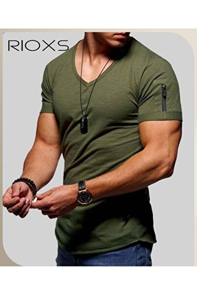 RIOXS Men's V-Neck T-Shirt, Casual Basic Solid Short Sleeve Shirts, Summer Sl...