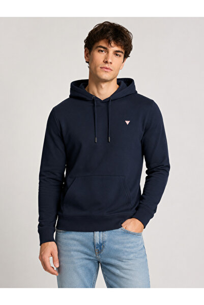 Guess Jeans Iconic Slim Fit Men's Navy Blue Hooded Sweatshirt