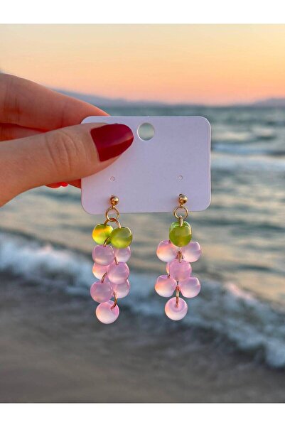 LioraJewellry Sallantılı Üzüm Model Küpe Pembe