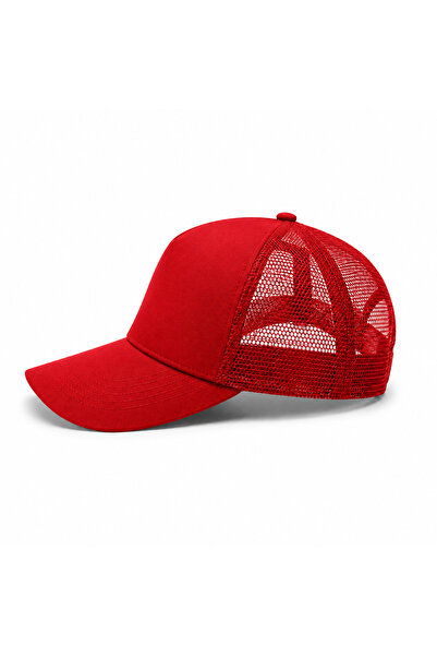 KEYFHOME Red Mesh Cap with Snapback Adjustment, Gabardine Fabric Unisex Truck...
