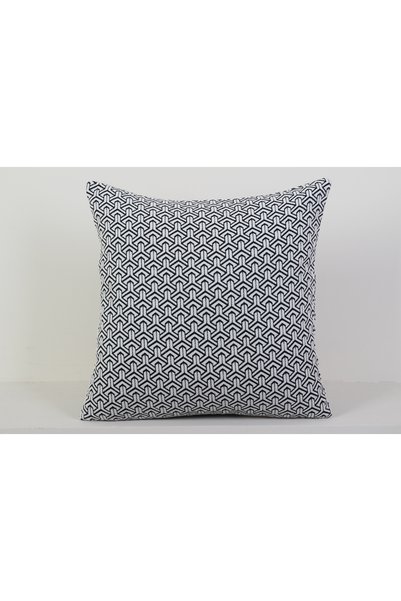 NisanurTerzi Black and White Geometric Patterned Decorative Woven Throw Pillo...