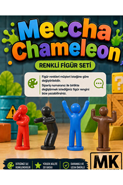 MK DESIGN STUDIO Meccha Chameleon 4’lü Renkli Figür Seti – Kişiye Özel Renk S...