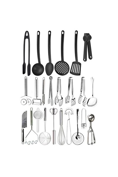 Empressco 24-Piece Kitchen Ladle, Spatula, Colander, Serving Set, Practical a...