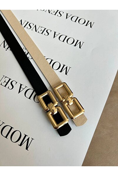 LİA KEMER 2-Pack Major Double Rectangular Buckle Belt Waist Belt Coat Belt Dr...