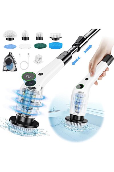 Generic PUFTEM Electric Spin Scrubber, Cordless Shower Scrubber with 8 Scrub ...