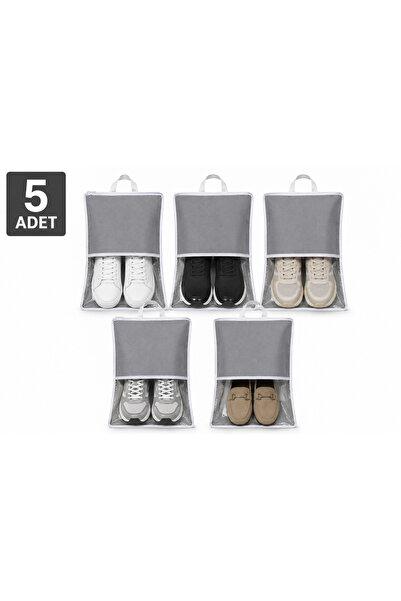 Melisa tekstil 5'li Ayakkabı Saklama Çantası Valiz Düzenleyici Organizer 32x4...