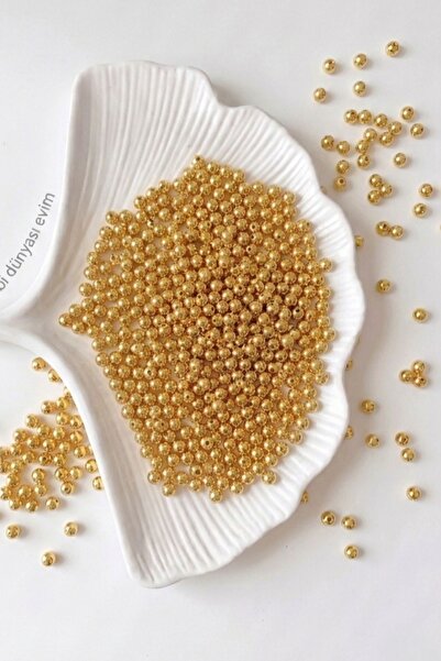 hobi dünyası evim 25 Gram 6 mm Gold İnci Boncuk Plastik Takı Aksesuar Bilekli...