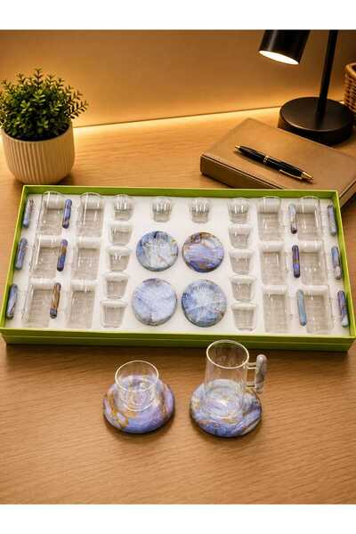 Generic A luxurious hospitality set – coffee cups and tea glasses with elegan...