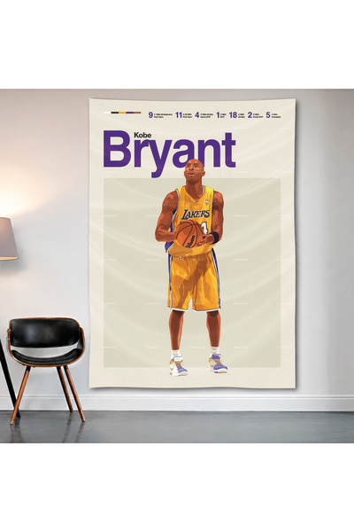 Geek Cultcha Kobe Bryant Wall Cloth Wall Tapestry First Quality Satin Fabric ...