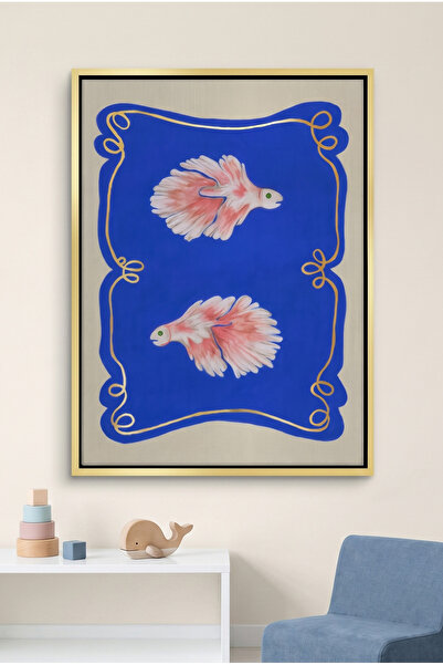 Jasmine Art Betta Fish Kids Wall Art | Portrait Framed Canvas Print with Gold...