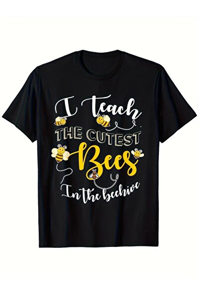 135 Unisex I Teach Cutest Bees Teacher Beehive Graphic Tee, 100% Cotton 180g,...