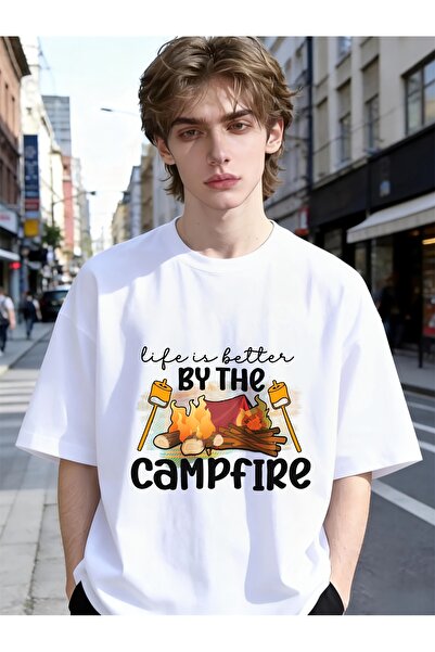 En22 Life Is Better By The Campfire Marshmallow Funny Unique Men Daily Fashio...