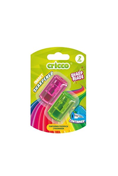 Cricco Ascutitoare mini set 2 bucati cu recipient, pentru creioane, colorate