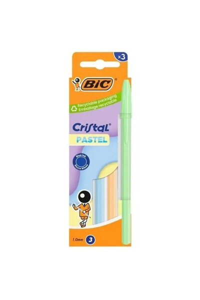 Bic Pix Cristal Pastel varf 1 mm, cerneala albastra, cu capac, albastru paste...