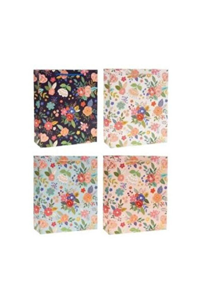 OEM Punga cadou Rozette, model flori mix, imprimeu floral, 18x23x8 cm, Multic...