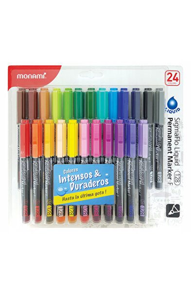 Monami Set 24 Markere Permanente Monami, Culori Diverse
