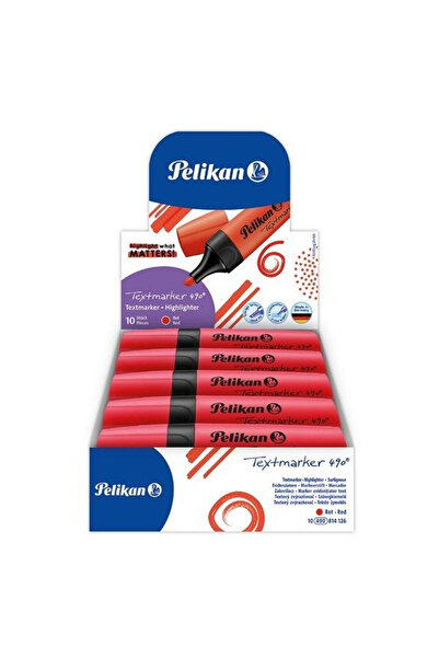 Pelikan Evidentiator 490, marker ergonomic cu 3 latimi de varf, rosu, 10 buc