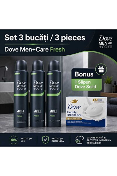 Dove Σετ Top Bottom 3 x Men+Care Fresh Αποσμητικό Σπρέι Αντιιδρωτικό + 1 Δώρο...