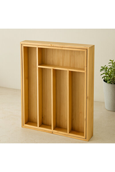 OSKA GLOBAL Bamboo Drawer Cutlery Holder 7 Compartments Multi-Purpose Organizer
