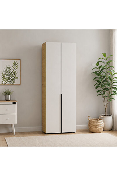 Adore Mobilya Porto 3 Bölmeli 5 Askılı Vestiyer - Florida Meşe/Vizon 72x210x3...
