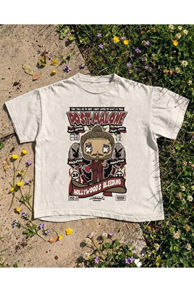 Grafftee Clothing Μπλουζάκι Post Malone με στάμπα, unisex, oversized