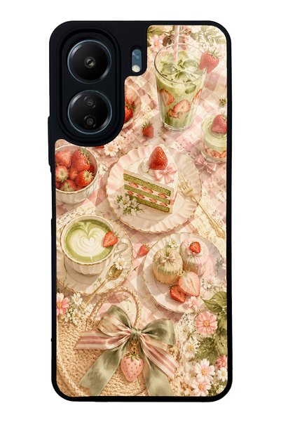 Spoyi حافظة هاتف Xiaomi Redmi 13C بتصميم فراولة ماتشا لامعة