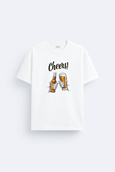 cesita Bira Beer Cheers Printed Cotton White T-Shirt T-Shirt