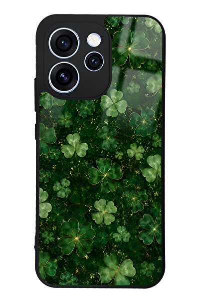 Spoyi Oppo Reno 15 Pro Emerald Lucky Clover Tasarımlı Glossy Telefon Kılıfı