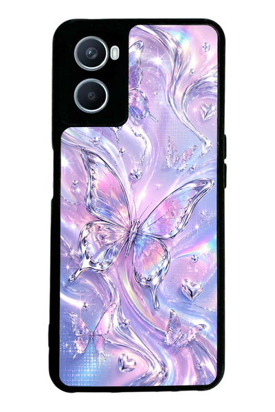 Spoyi Oppo A96 Iridescent Dream Butterfly Tasarımlı Glossy Telefon Kılıfı