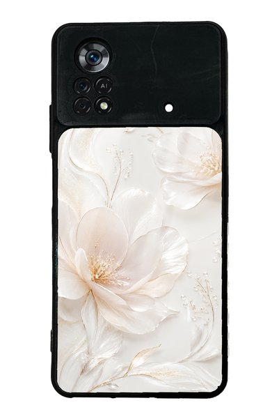 Spoyi حافظة هاتف لامعة بتصميم زهرة اللؤلؤ العاجي لهاتف Xiaomi Poco X4 Pro