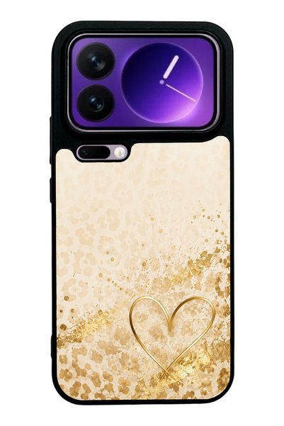 Spoyi حافظة هاتف Xiaomi 17 Pro ذات تصميم Golden Heart Glow اللامعة