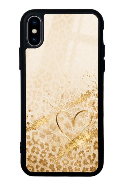 Spoyi حافظة هاتف لامعة بتصميم قلب ذهبي لامع لهاتف iPhone Xs Max