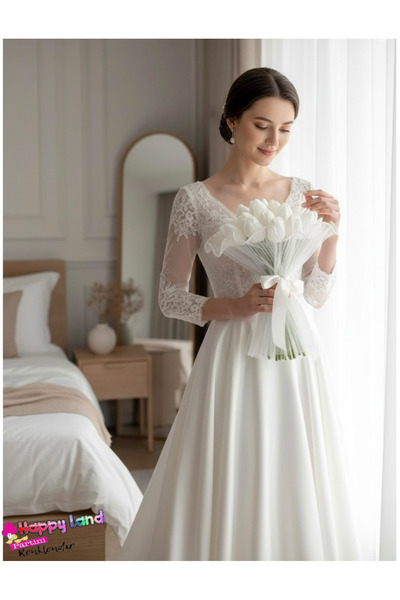 Happyland Bridal Flower Tulle Ruffled White Bouquet and Flower Tulle (300X27Cm)